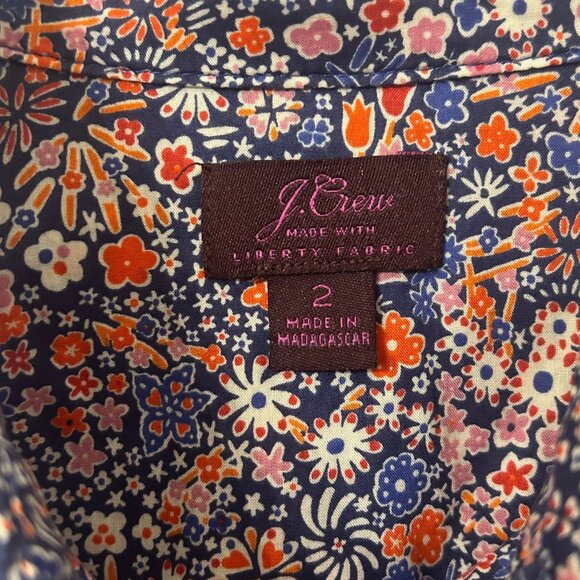J.Crew Slim Fit Perfect Shirt in Liberty Kayoko Deep Blue Floral, Size 2 - Picture 5 of 7